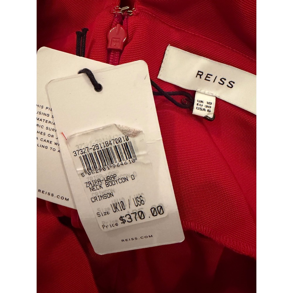 Reiss Zaira Bodycon Dress Crimson Red Halter Cocktail 6 NEW - Picture 4 of 10